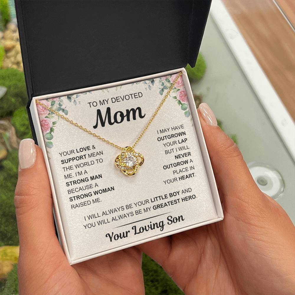 To My Devoted Mom, From Your Loving Son - Love Knot Necklace - Mother's Day Gift- Gift for Mom