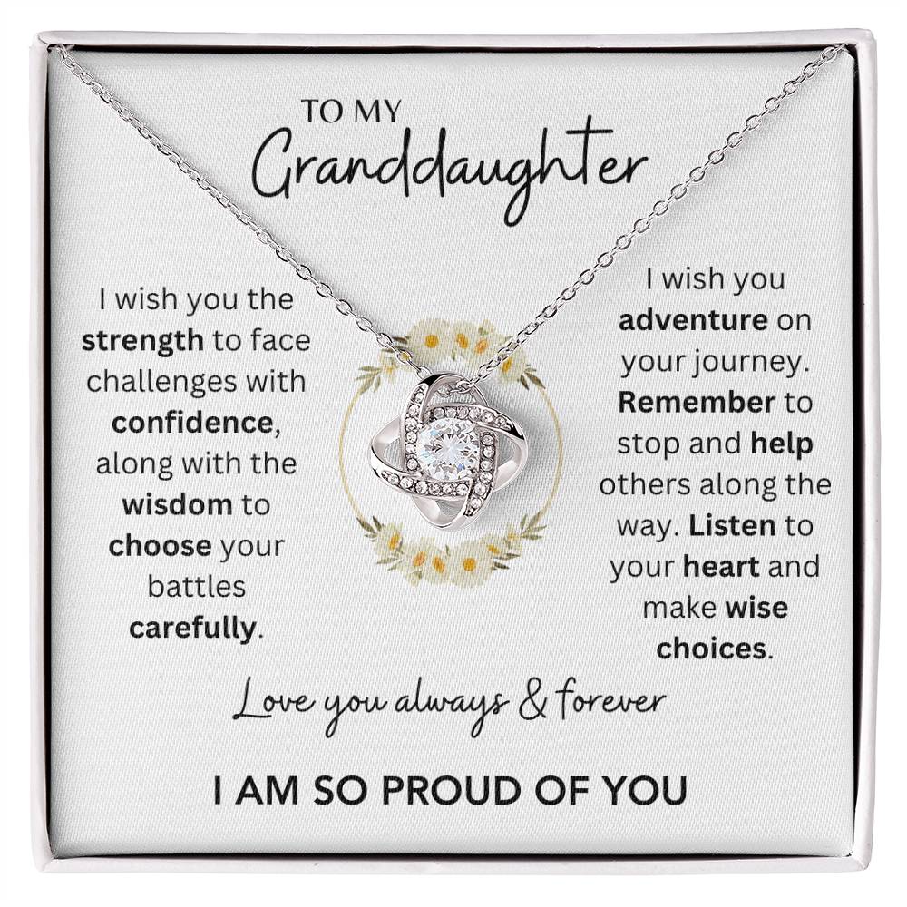 Granddaughter - You Make Me Proud - Love Knot Necklace - Dearly Loved Designs