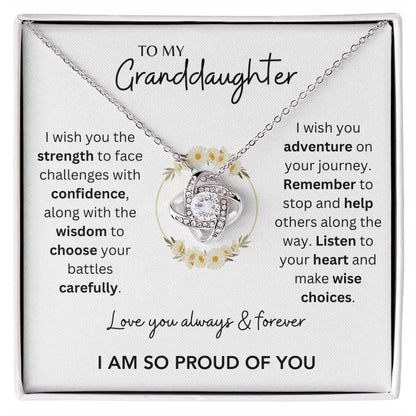 Granddaughter - You Make Me Proud - Love Knot Necklace - Dearly Loved Designs