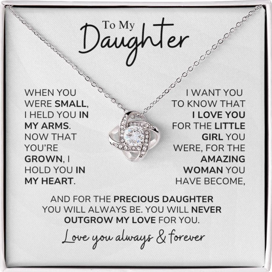 Daughter - You'll Never Outgrow My Love - Love Knot Necklace - Dearly Loved Designs