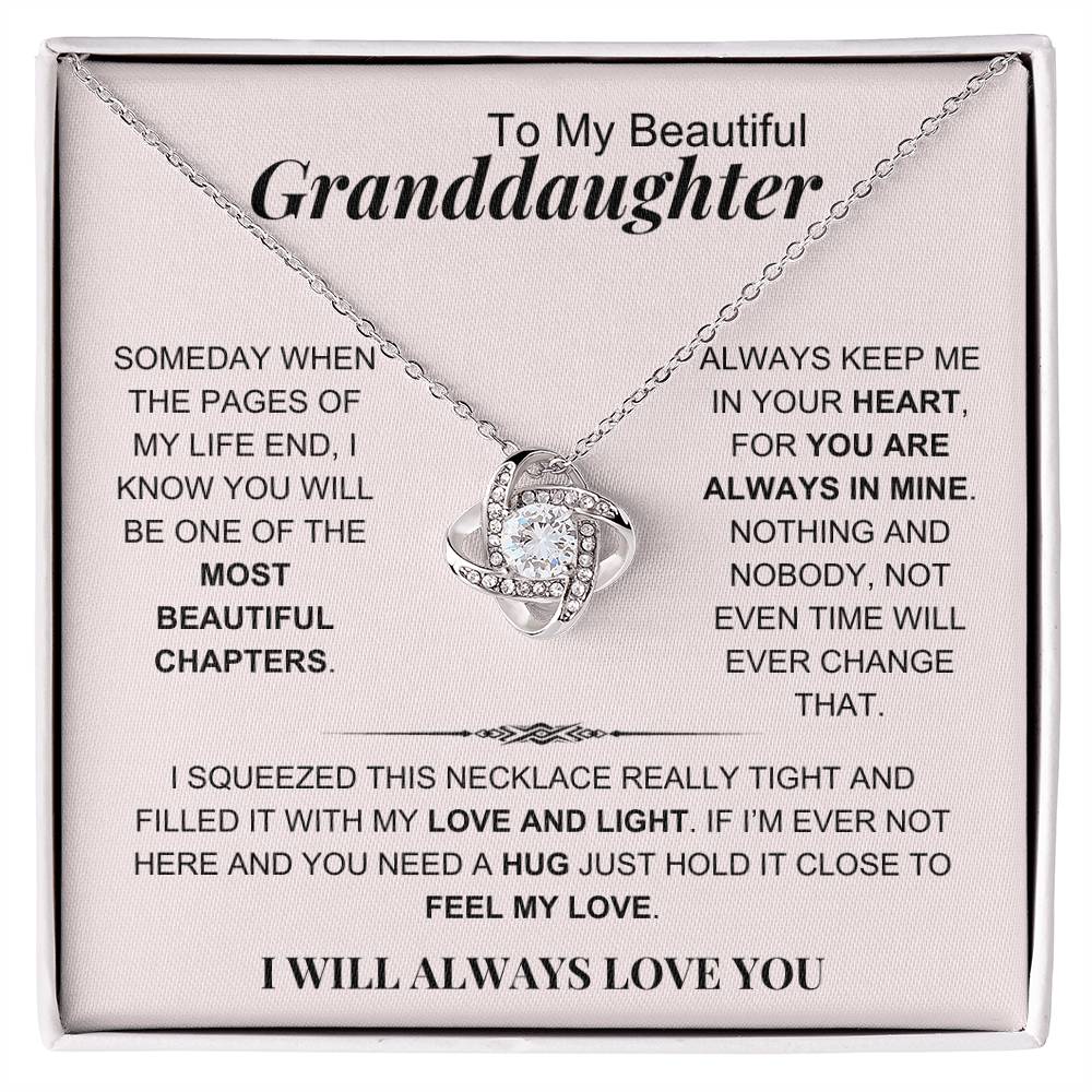 Granddaughter - Always in My Heart - Love Knot Necklace - Dearly Loved Designs