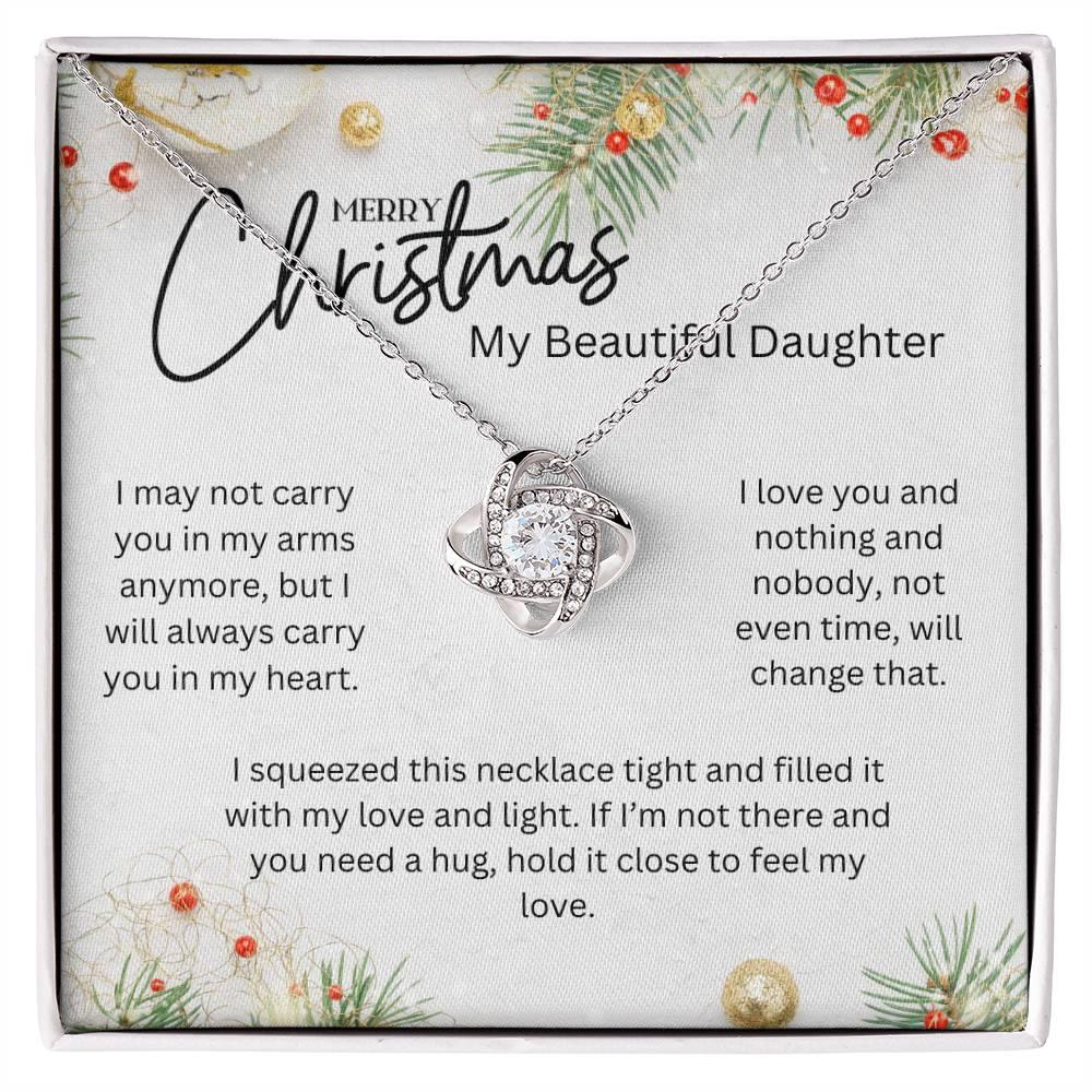 Merry Christmas, My Beautiful Daughter - Love Knot Necklace - Dearly Loved Designs