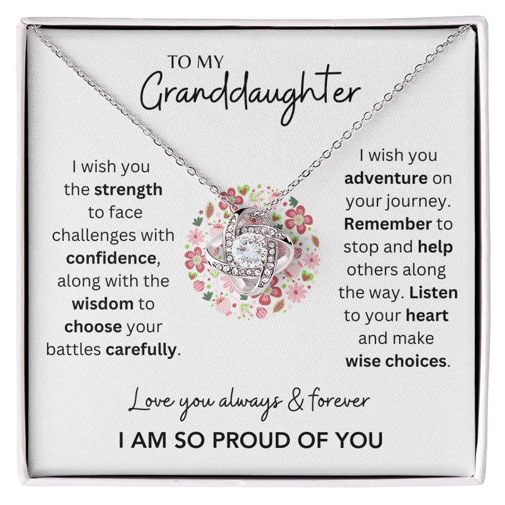 Granddaughter - I Am So Proud of You - Love Knot Necklace - Dearly Loved Designs