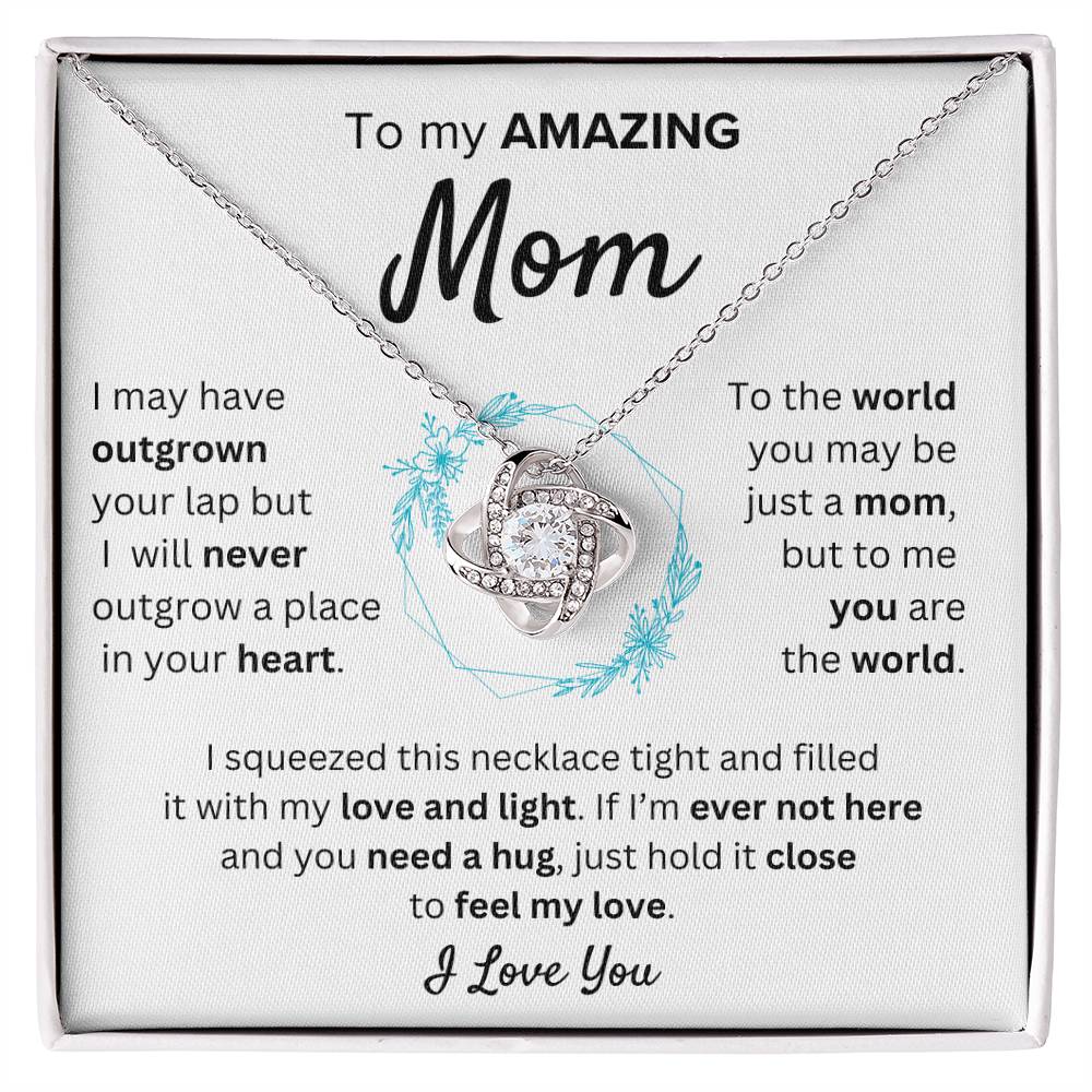 Mom - You Mean the World to Me - Love Knot Necklace