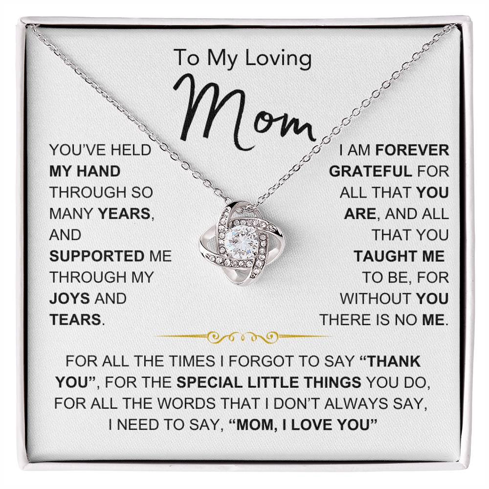 To My Loving Mom - I Love You - Love Knot Necklace