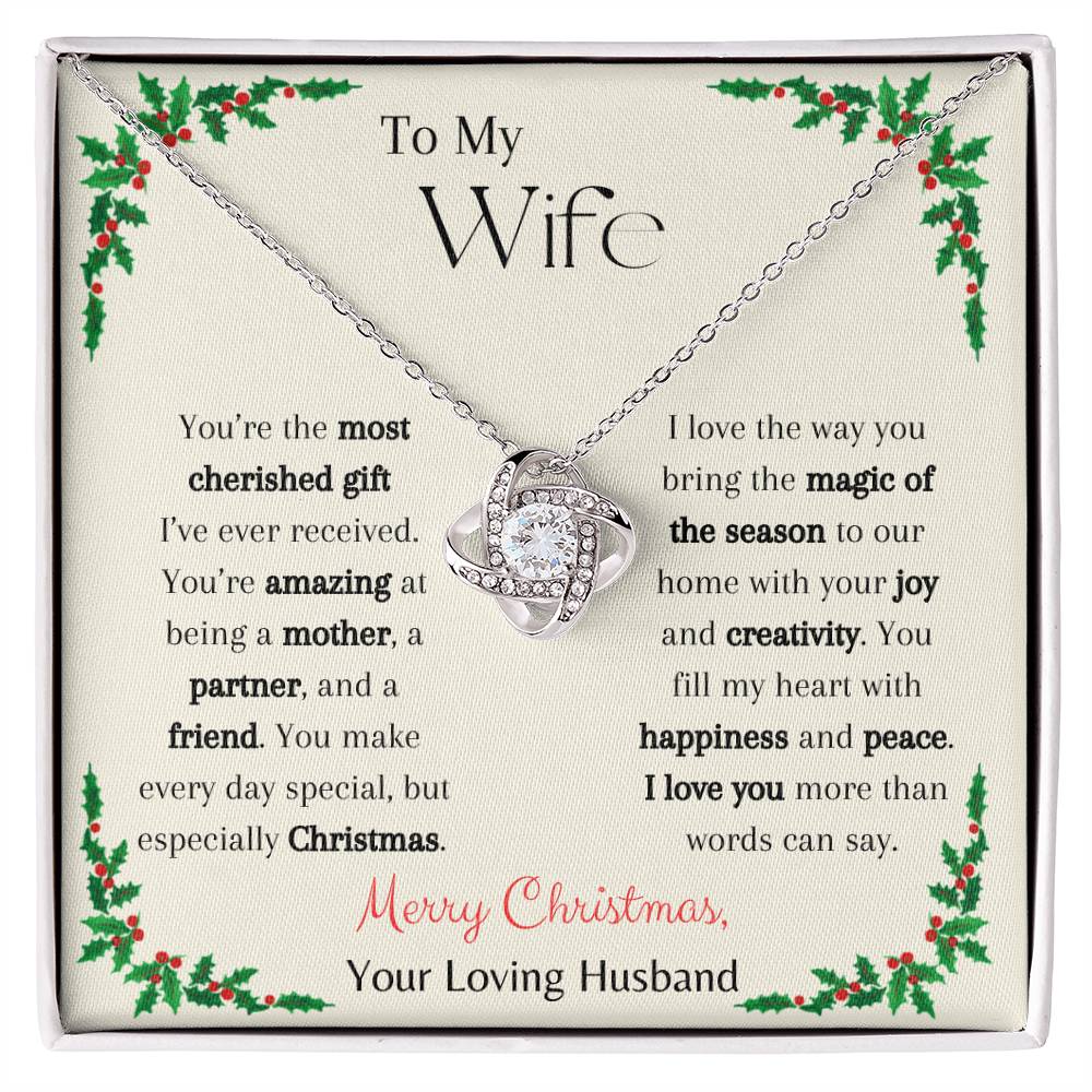 Merry Christmas, My Wife - Love Knot Necklace - Dearly Loved Designs