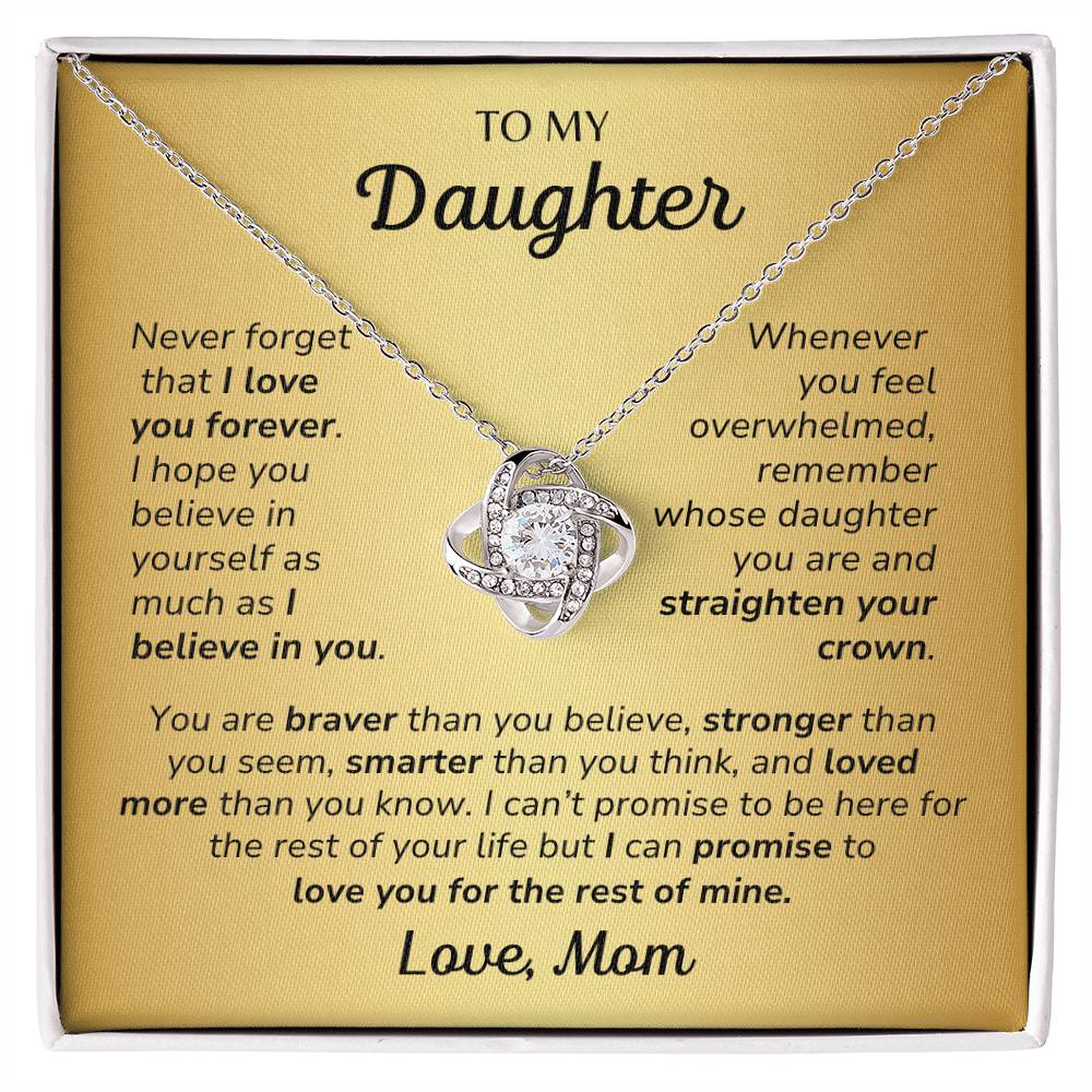 Daughter, Love Mom - You Are Loved More Than You Know - Love Knot Necklace - Dearly Loved Designs