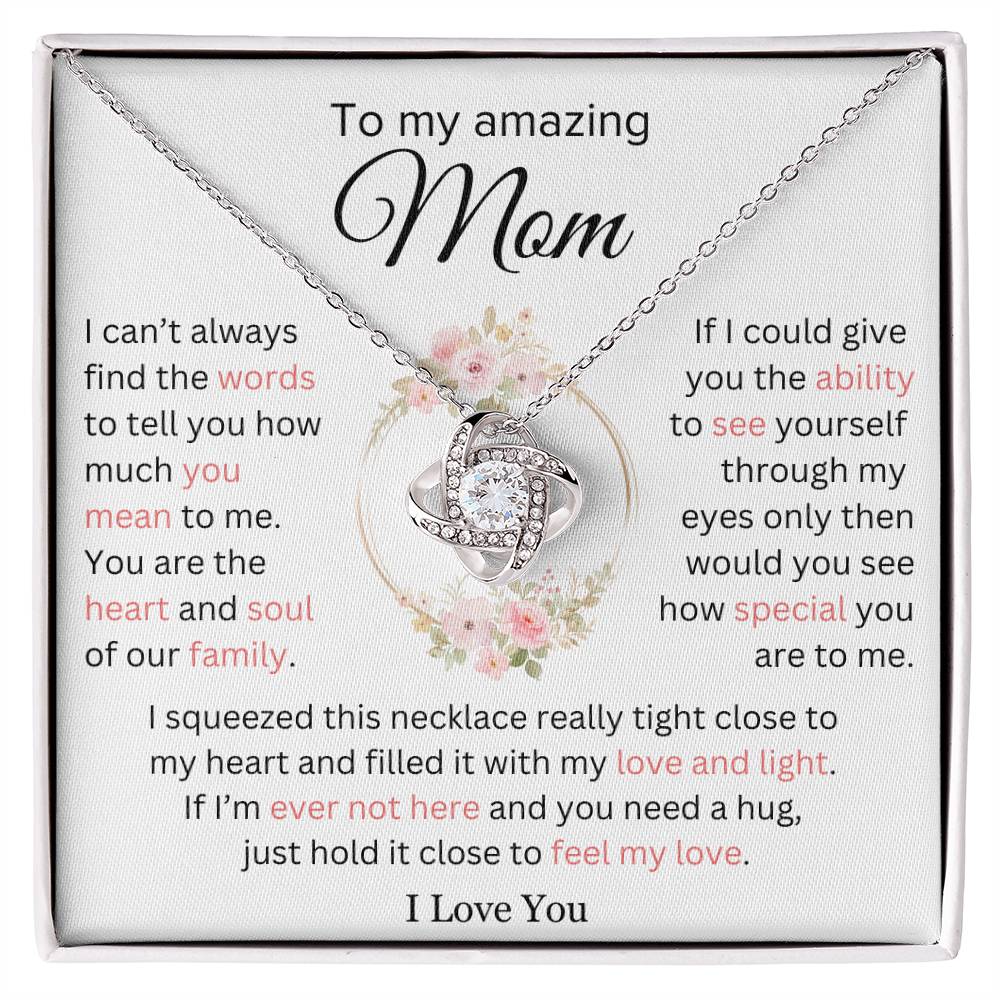 Mom - You Mean So Much to Me - Gift for Mother - Love Knot Necklace