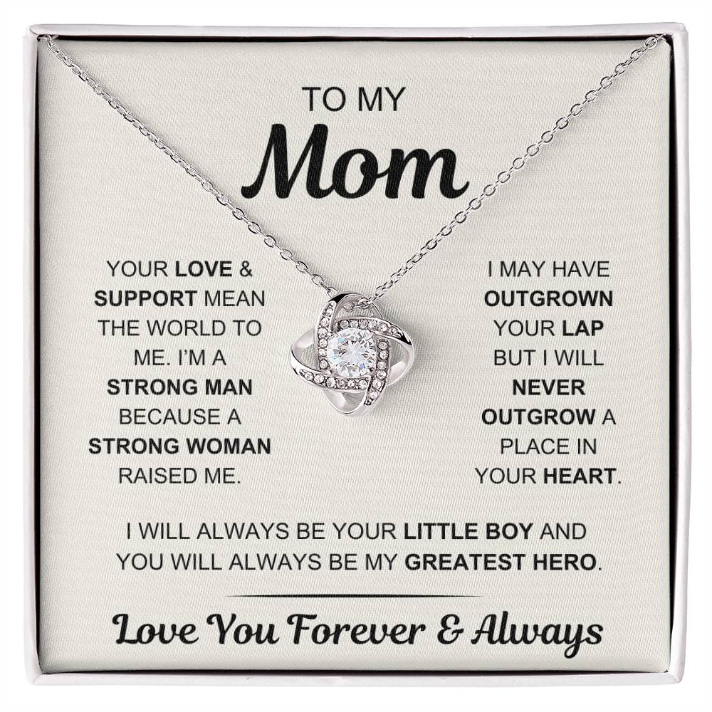 Mom- My Greatest Hero - From Son - Love Knot Necklace