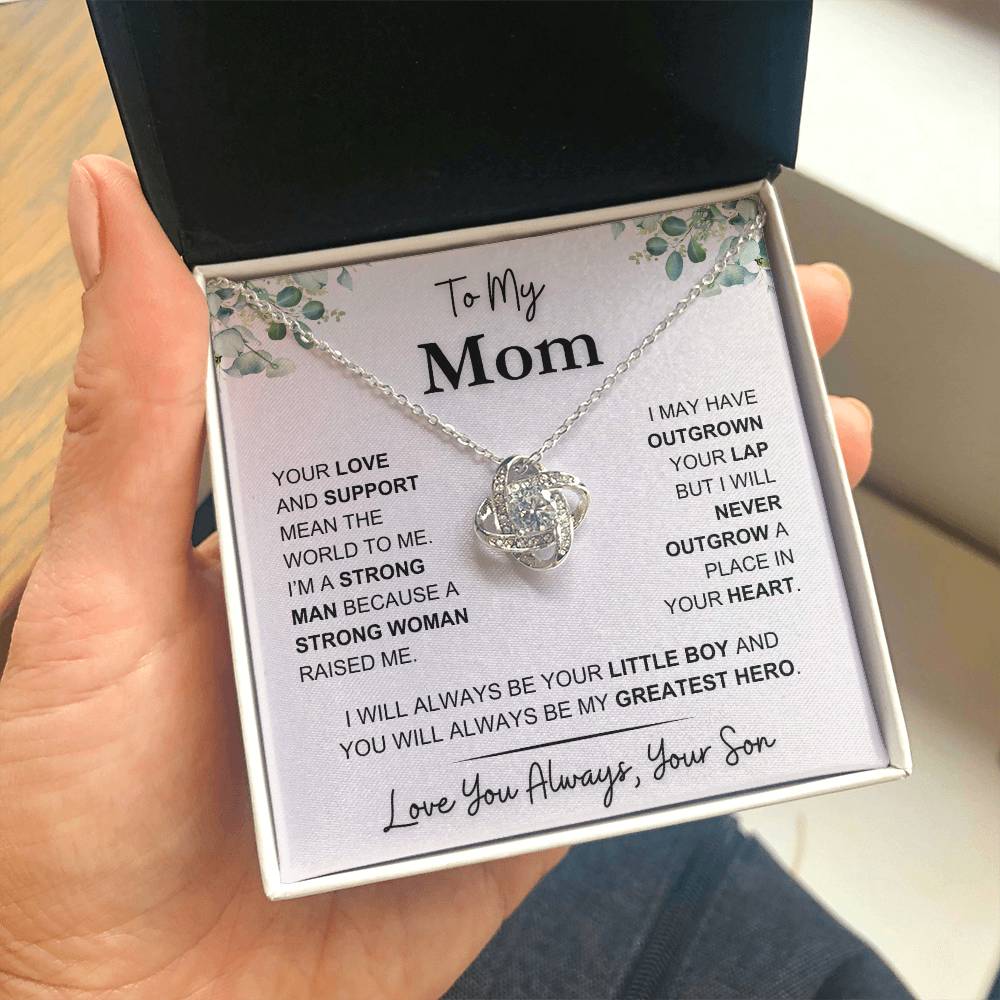 Mom - You Mean the World to Me - Love Knot Necklace - Gift to Mother From Son