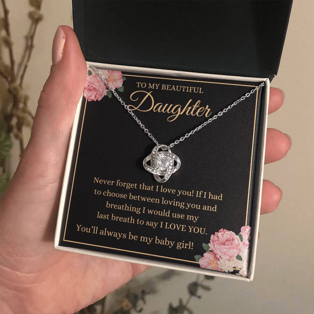 Daughter - Never Forget That I Love You - Love Knot Necklace - Dearly Loved Designs