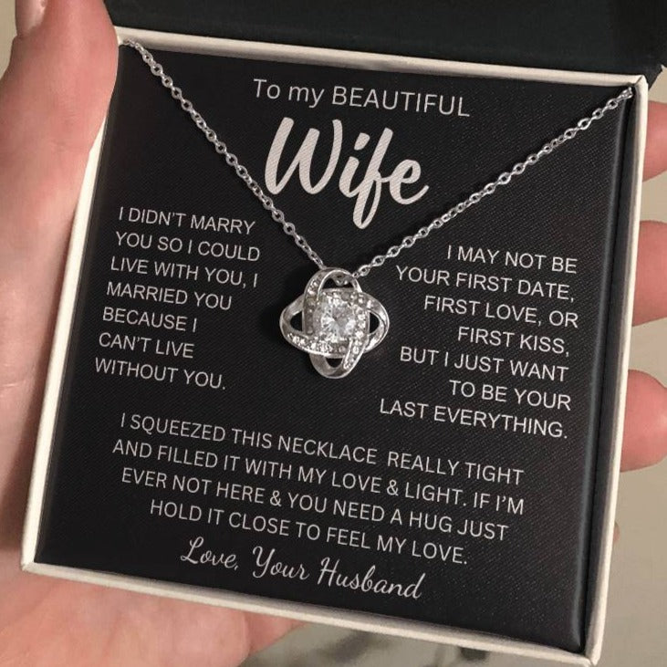 Wife - I Love You - Love Knot Necklace