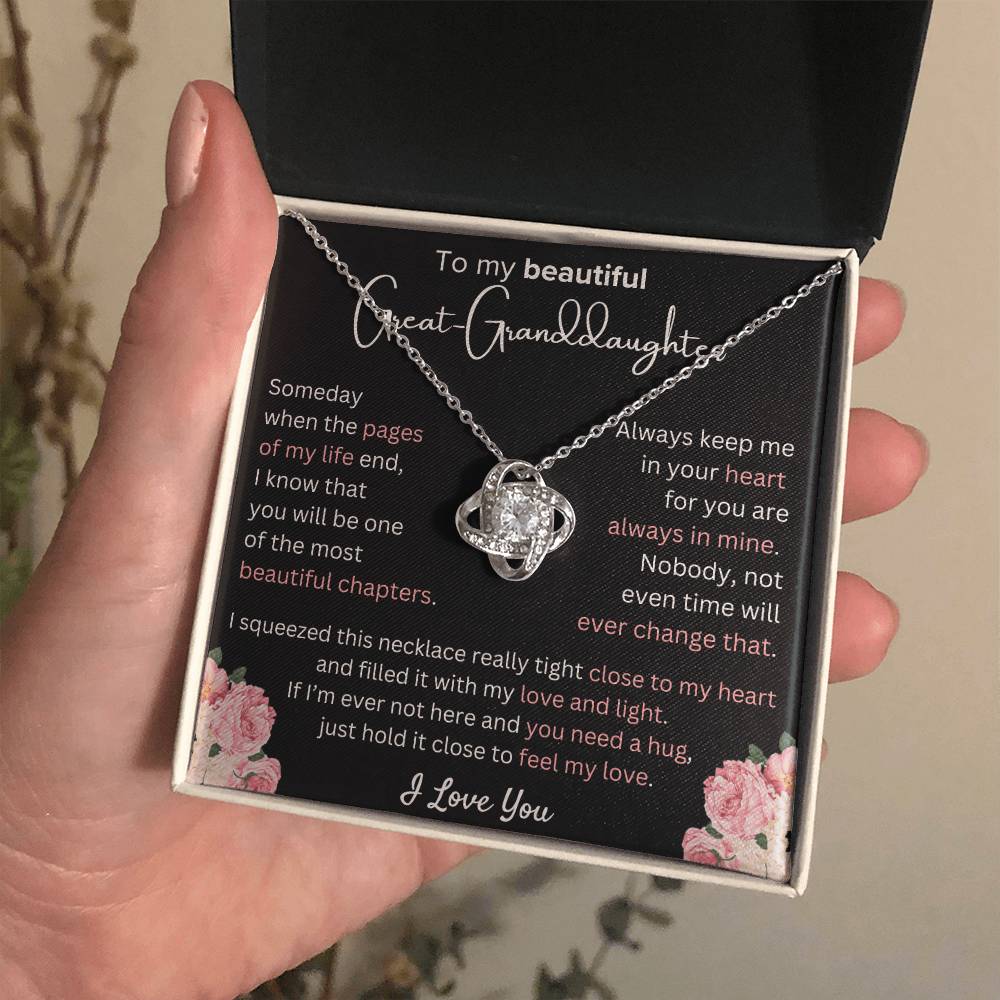 Great-Granddaughter - Most Beautiful Chapter - Love Knot Necklace - Dearly Loved Designs