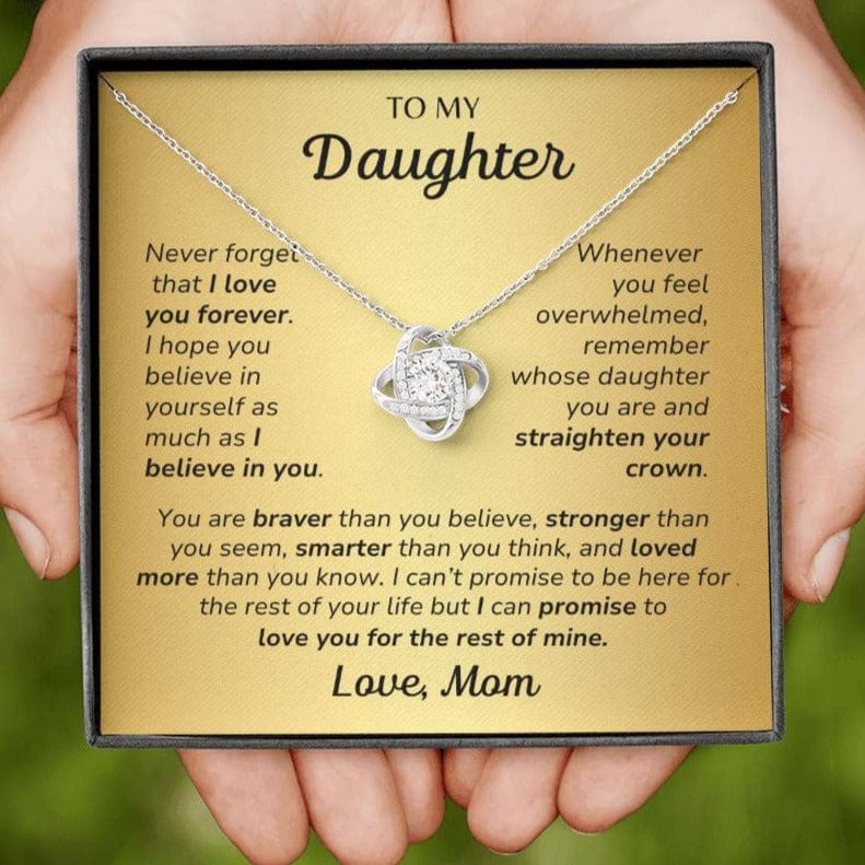 Daughter, Love Mom - You Are Loved More Than You Know - Love Knot Necklace - Dearly Loved Designs