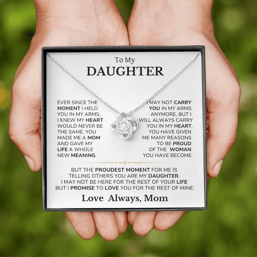 To My Daughter - You Are Always In My Heart - From Mom - Love Knot Necklace