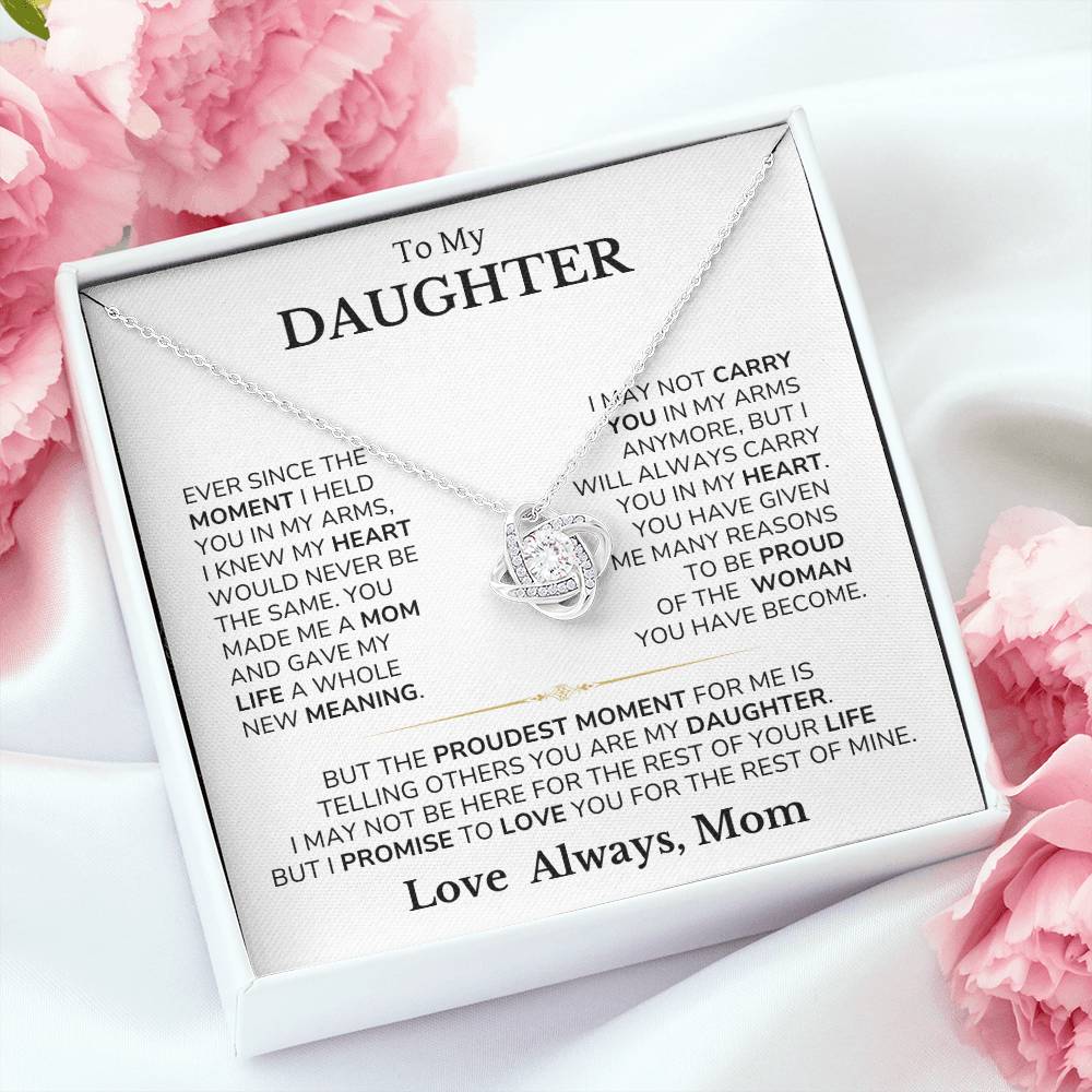 To My Daughter - You Are Always In My Heart - From Mom - Love Knot Necklace