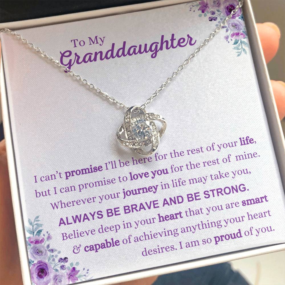 Granddaughter - Be Brave & Be Strong - Love Knot Necklace - Dearly Loved Designs