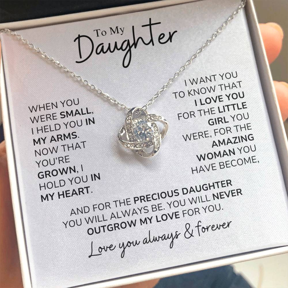 Daughter - You'll Never Outgrow My Love - Love Knot Necklace - Dearly Loved Designs