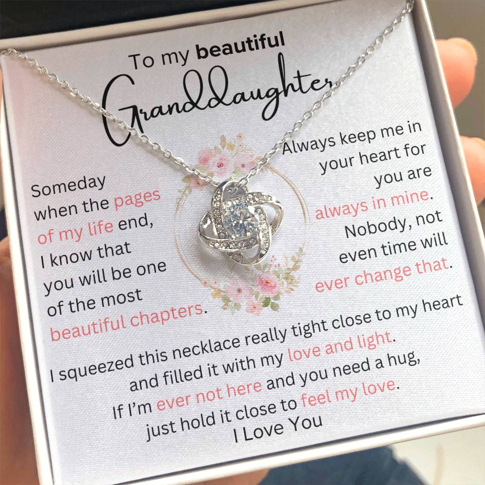 To Granddaughter - Most Beautiful Chapter - Love Knot Necklace - Dearly Loved Designs