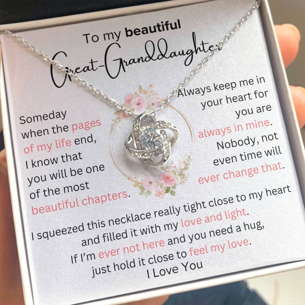 Great-Granddaughter - Most Beautiful Chapter - Love Knot Necklace - Dearly Loved Designs