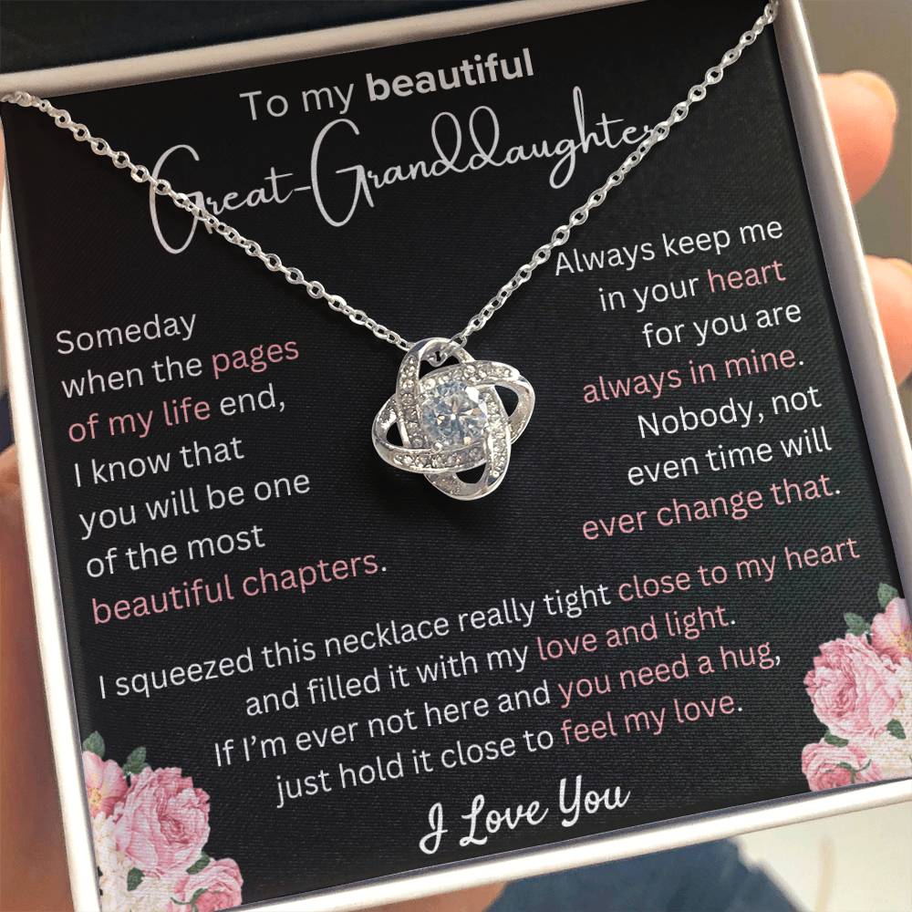 Great-Granddaughter - Most Beautiful Chapter - Love Knot Necklace - Dearly Loved Designs