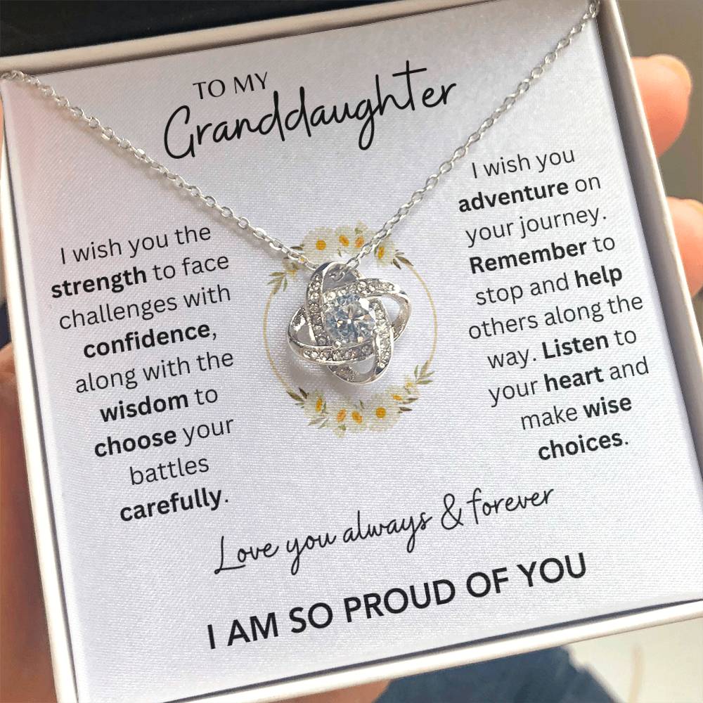 Granddaughter - You Make Me Proud - Love Knot Necklace - Dearly Loved Designs