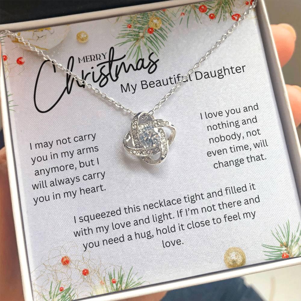 Merry Christmas, My Beautiful Daughter - Love Knot Necklace - Dearly Loved Designs