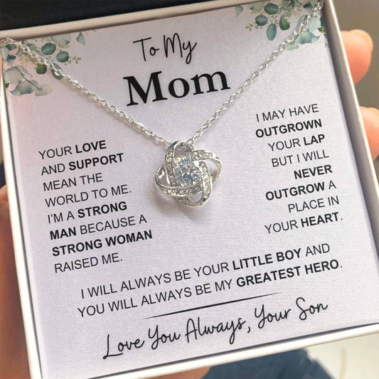 Mom - You Mean the World to Me - Love Knot Necklace - Gift to Mother From Son