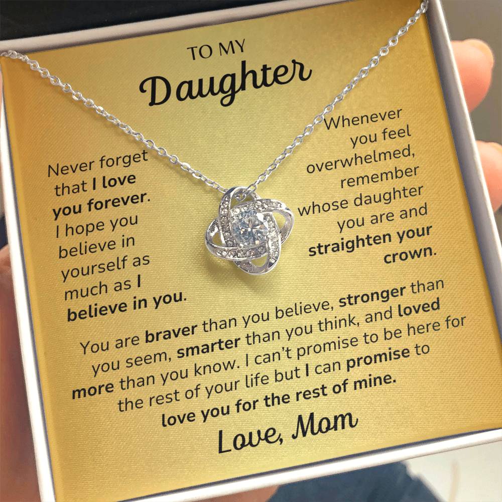 Daughter, Love Mom - You Are Loved More Than You Know - Love Knot Necklace - Dearly Loved Designs