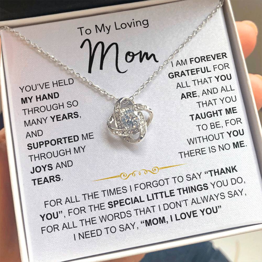 To My Loving Mom - I Love You - Love Knot Necklace