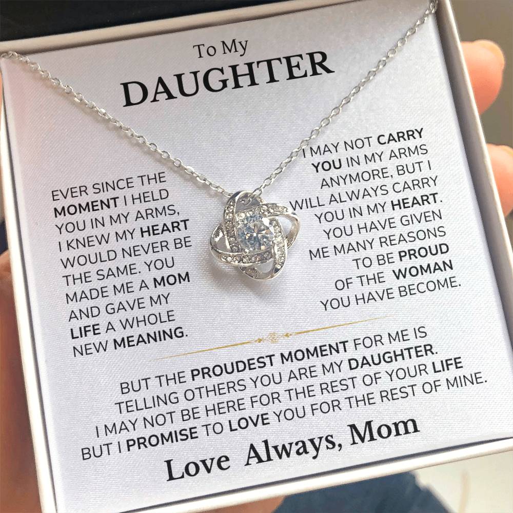 To My Daughter - You Are Always In My Heart - From Mom - Love Knot Necklace