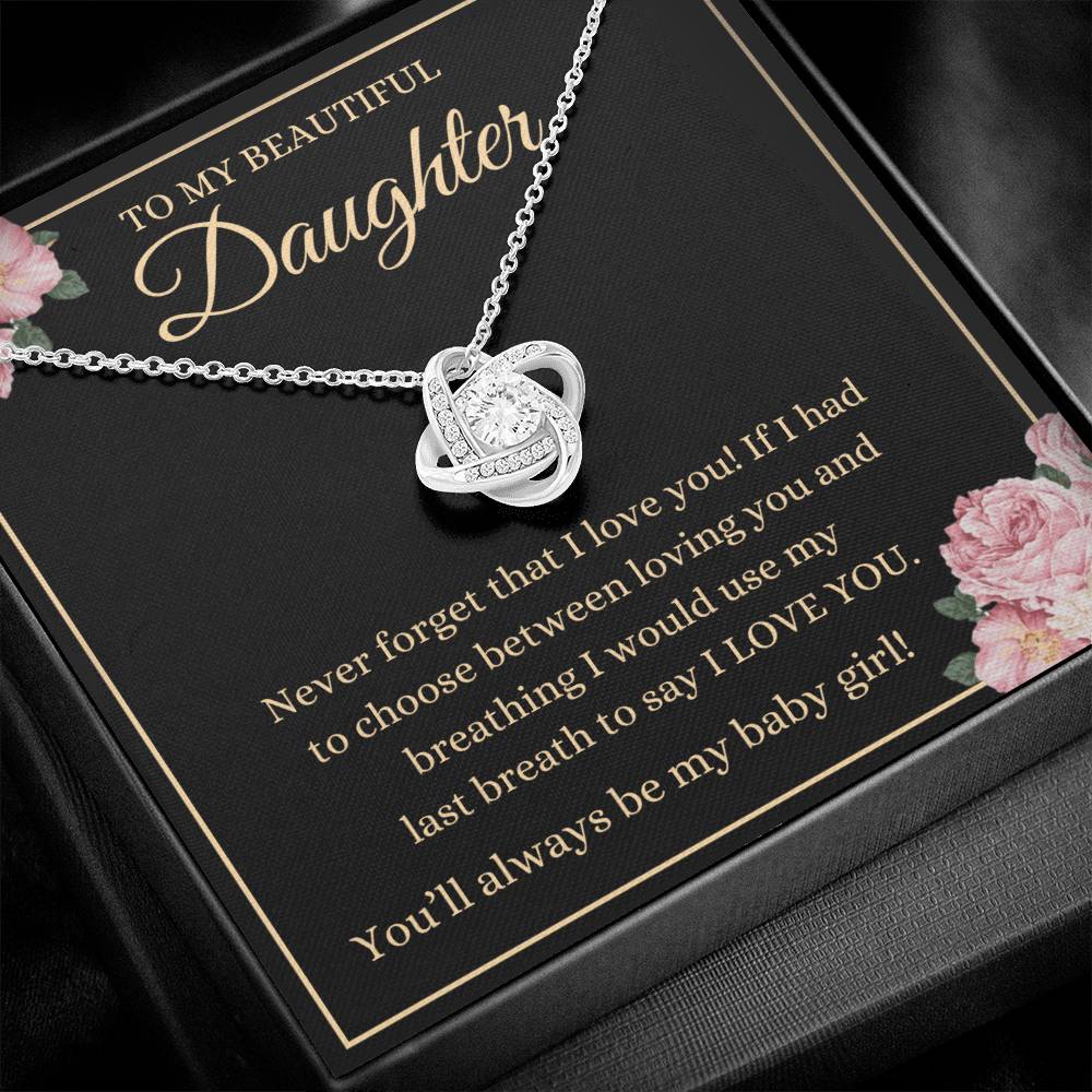 Daughter - Never Forget That I Love You - Love Knot Necklace - Dearly Loved Designs