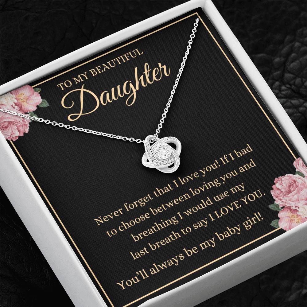 Daughter - Never Forget That I Love You - Love Knot Necklace - Dearly Loved Designs