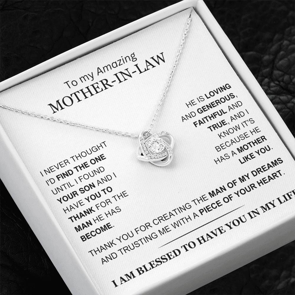 Mother-In-Law - From Daughter-In-Law - You Created the Man of My Dreams - Love Knot Necklace - Gift to Mother-In-Law- Mother's Day Gift - Christmas