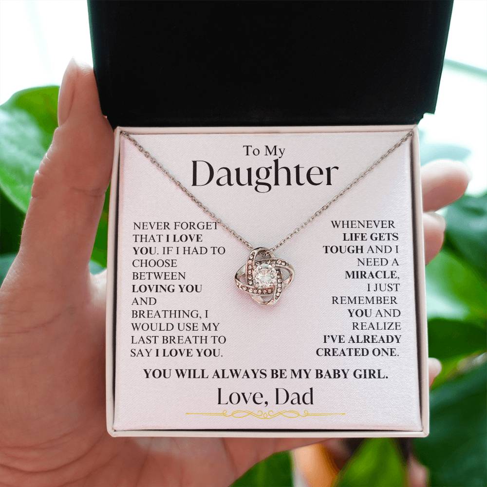 Daughter - Never Forget I Love You - Love, Dad - Love Knot Necklace