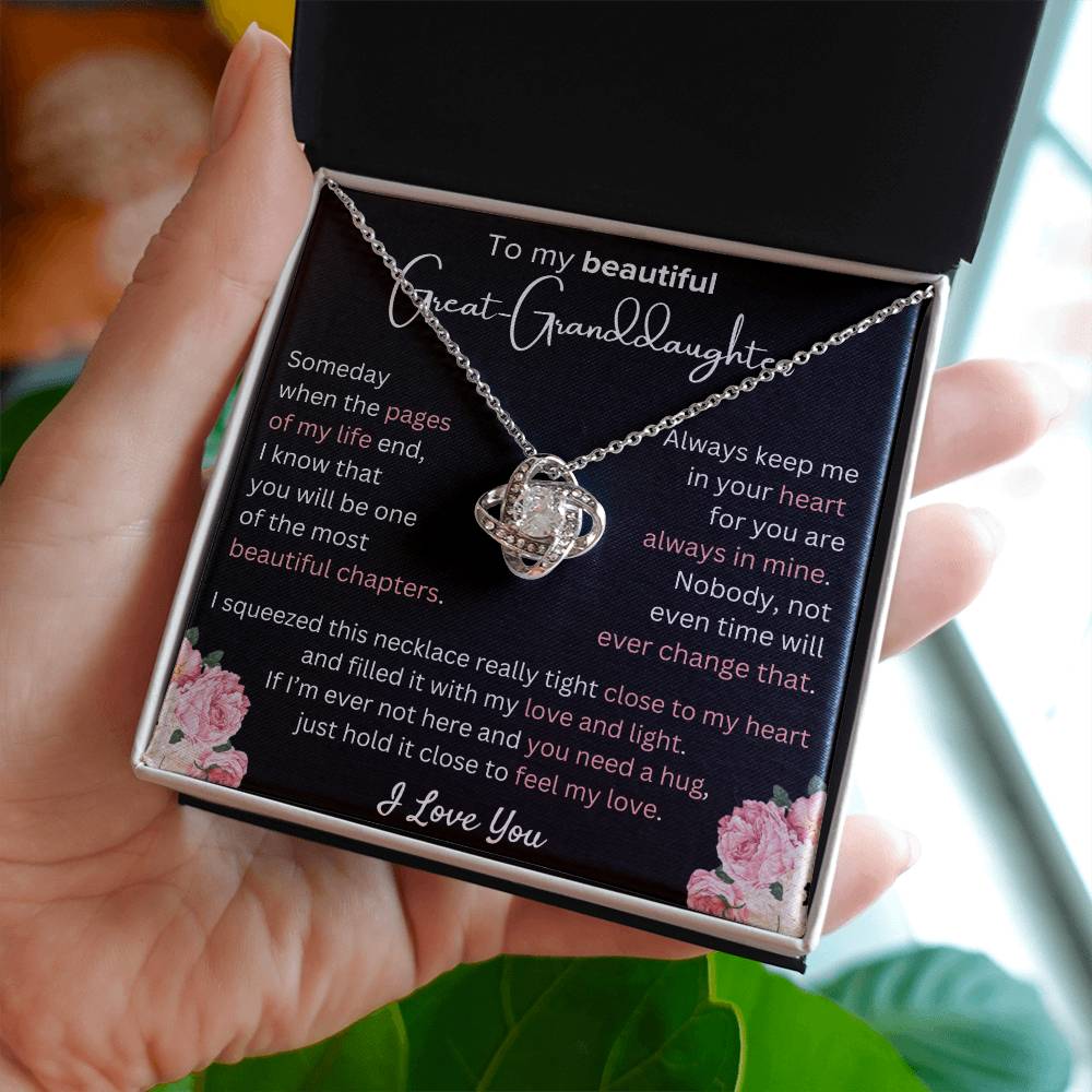 Great-Granddaughter - Most Beautiful Chapter - Love Knot Necklace - Dearly Loved Designs