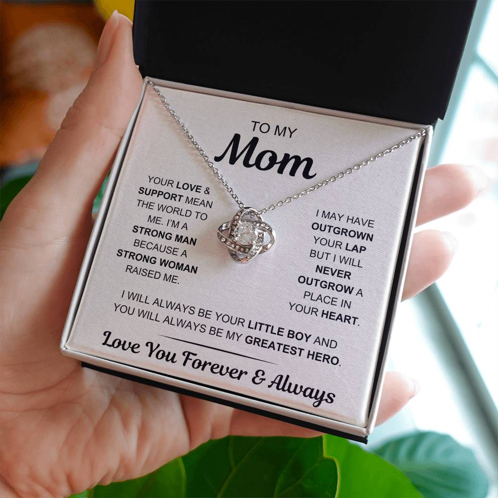 Mom- My Greatest Hero - From Son - Love Knot Necklace