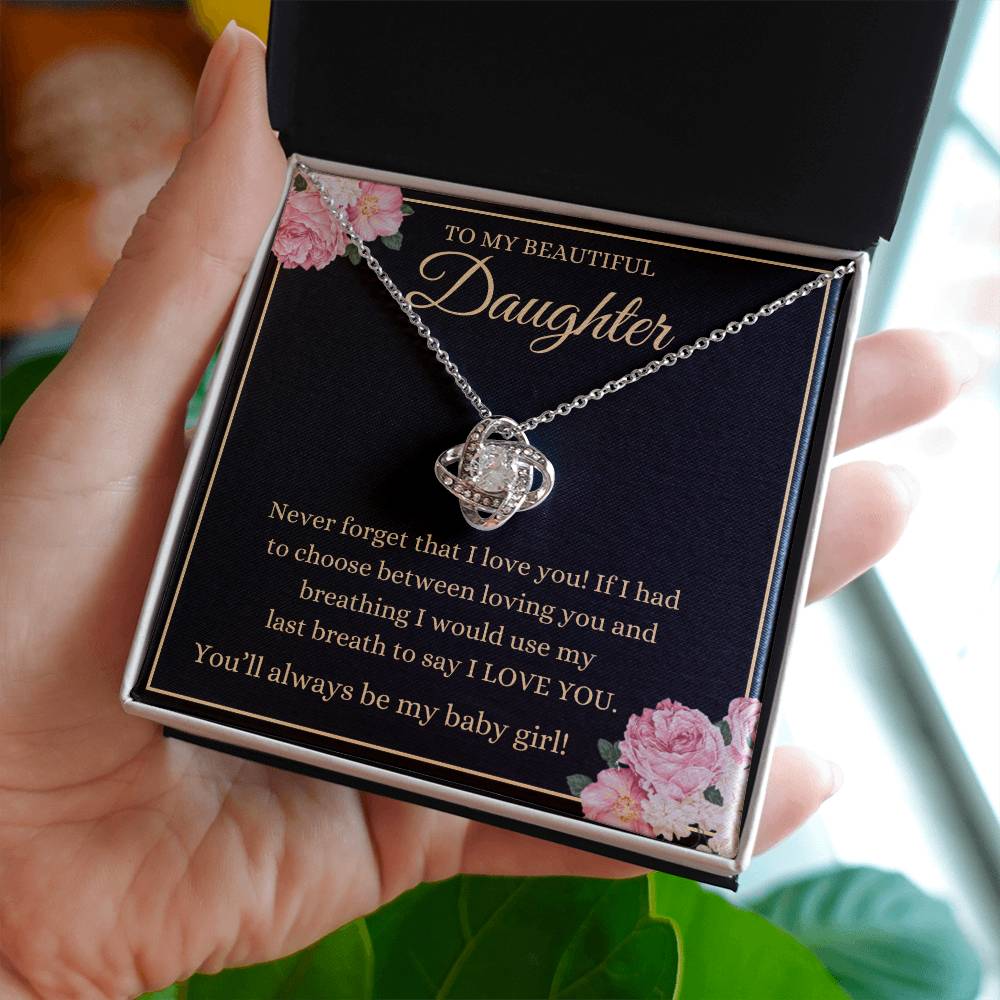 Daughter - Never Forget That I Love You - Love Knot Necklace - Dearly Loved Designs