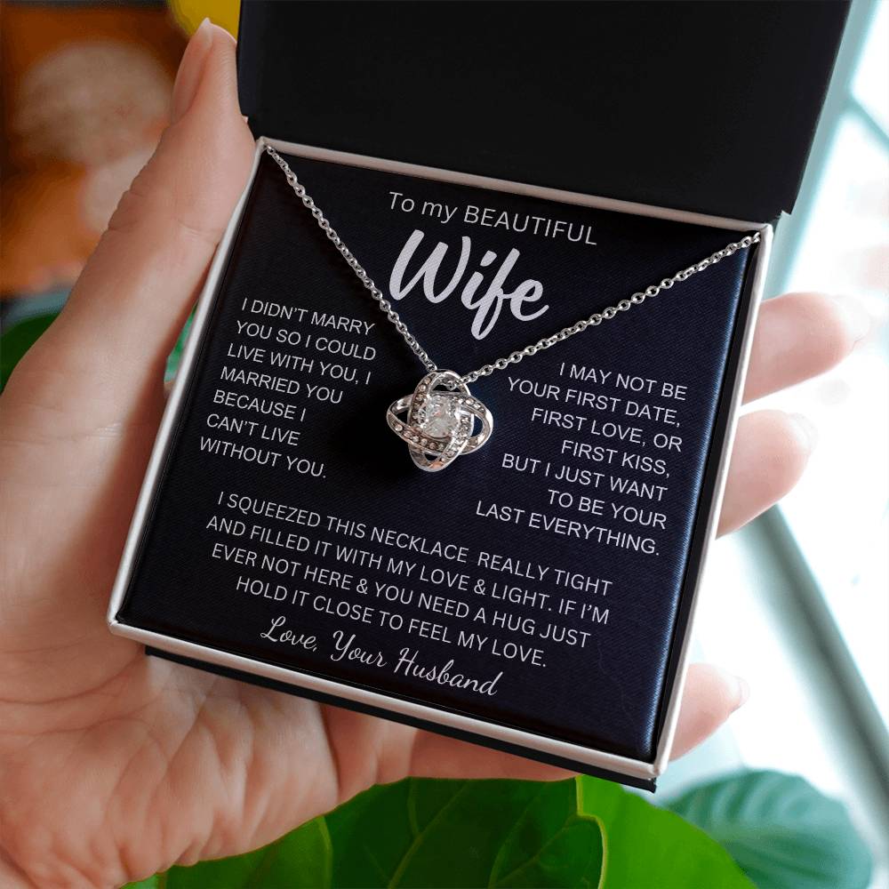 Wife - I Love You - Love Knot Necklace