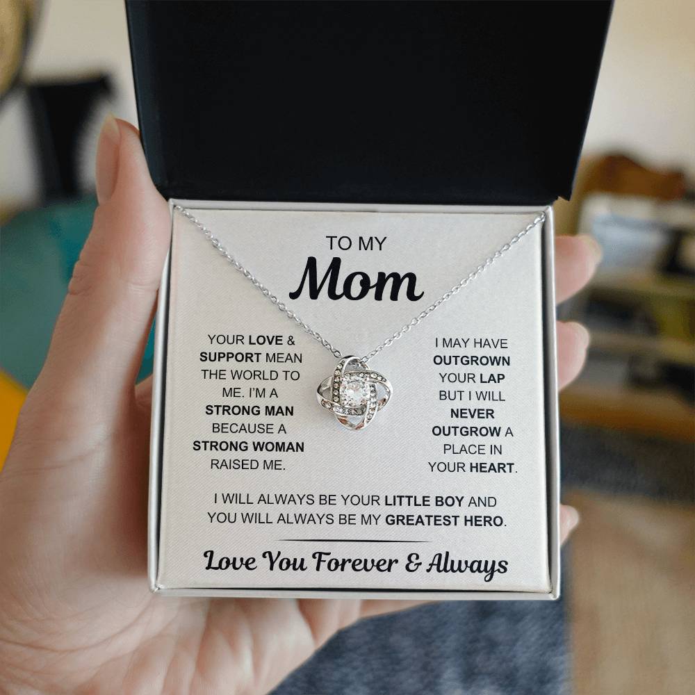 Mom- My Greatest Hero - From Son - Love Knot Necklace