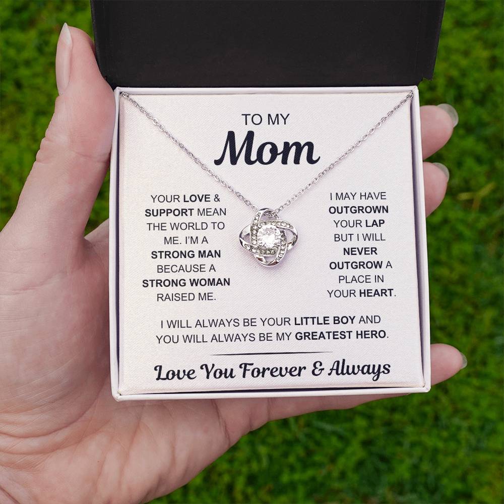 Mom- My Greatest Hero - From Son - Love Knot Necklace