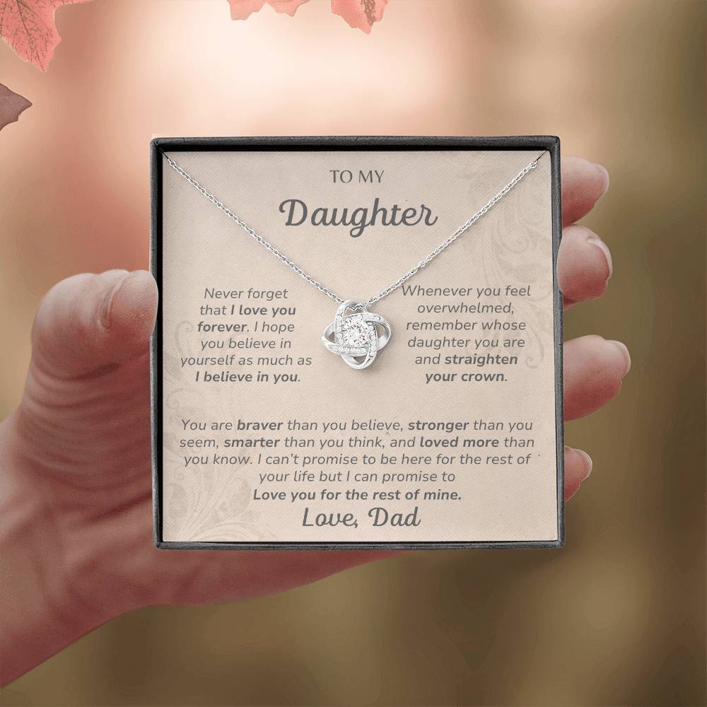 To Daughter Love, Dad- Love Knot Necklace