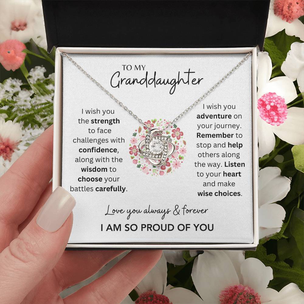 Granddaughter - I Am So Proud of You - Love Knot Necklace - Dearly Loved Designs