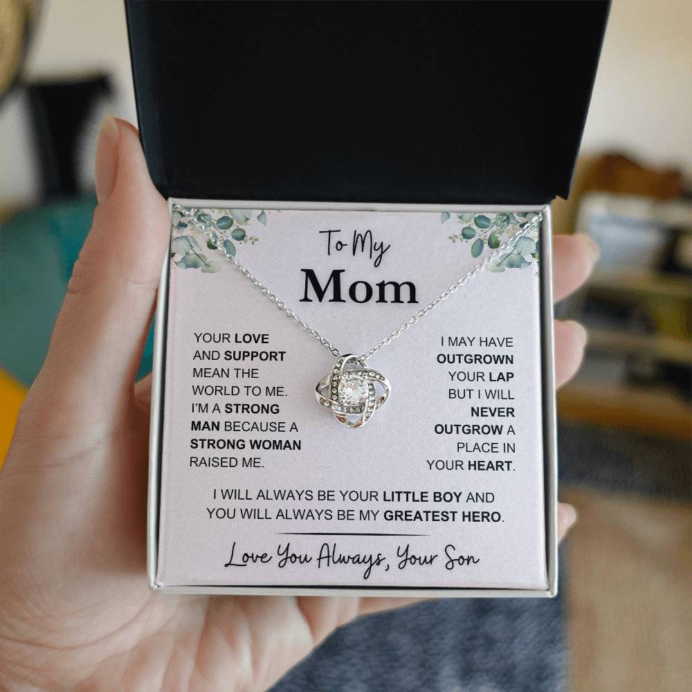 Mom - You Mean the World to Me - Love Knot Necklace - Gift to Mother From Son