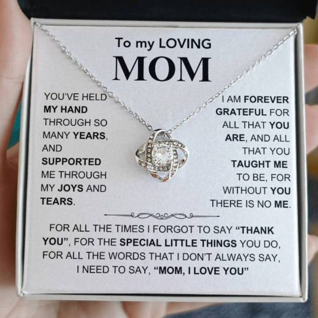 To my Loving Mom - Mom, I Love You - Gift for Mother - Mother's Day Gift - Love Knot Necklace