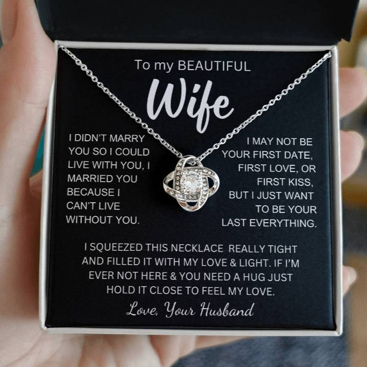 Wife - I Love You - Love Knot Necklace