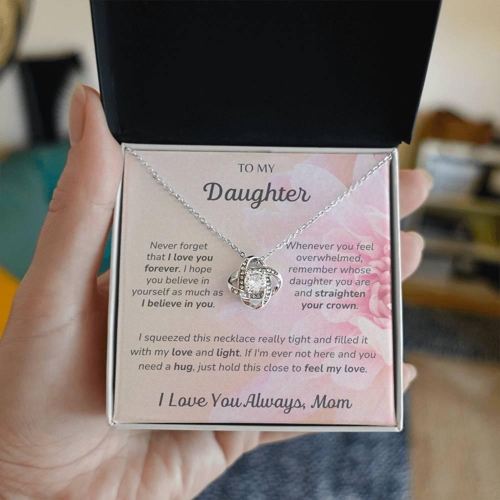 To Daughter, I Love You Always, Mom - Love Knot Necklace - Dearly Loved Designs