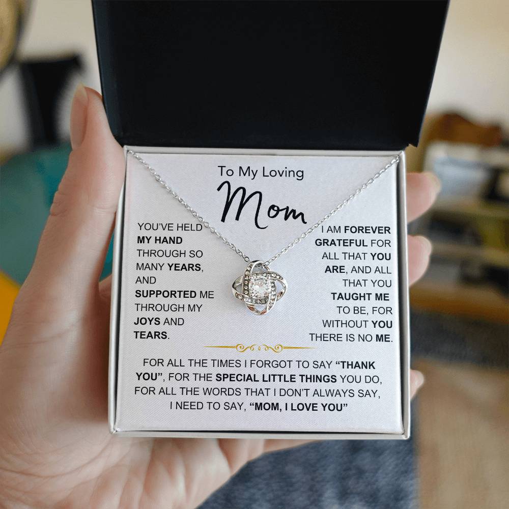 To My Loving Mom - I Love You - Love Knot Necklace