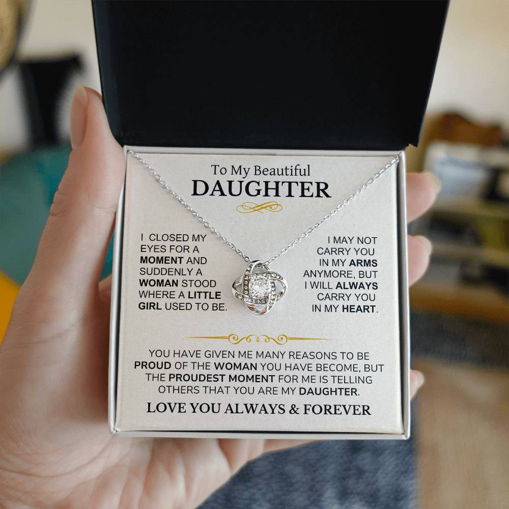 Daughter - I Am Proud of You - Love Knot Necklace