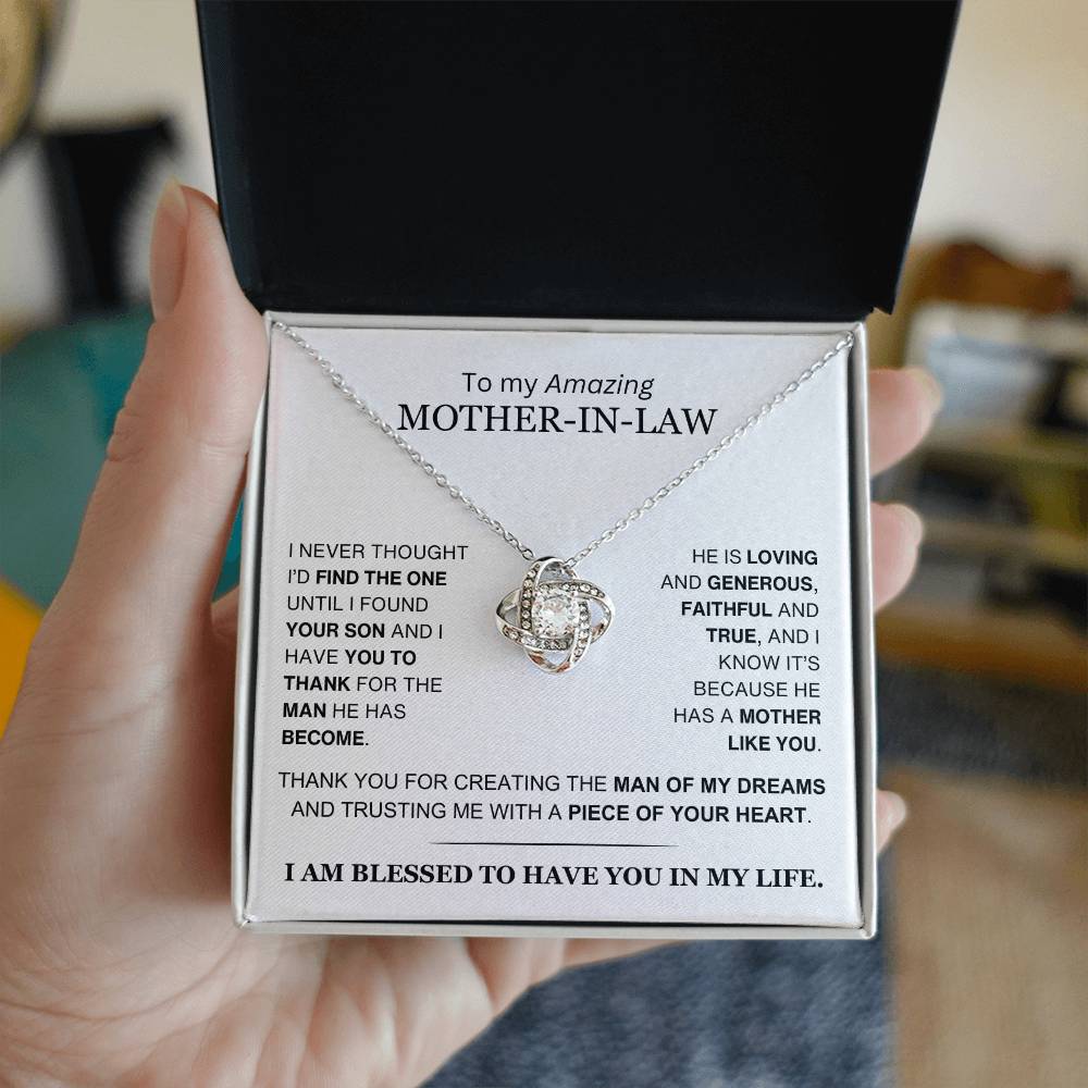 Mother-In-Law - From Daughter-In-Law - You Created the Man of My Dreams - Love Knot Necklace - Gift to Mother-In-Law- Mother's Day Gift - Christmas